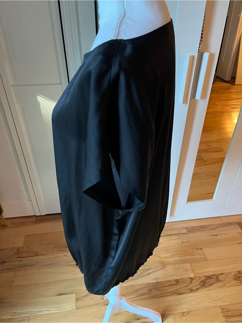 Eileen Fisher Black Silk Cotton Bateau Neck Top | Size Large - Picture 4 of 8